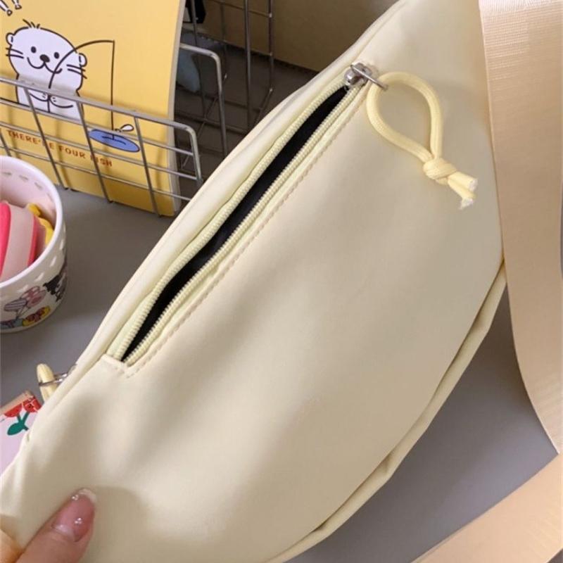 Cute Little Bear Chest Bag Solid Color Portable Student Crossbody Bag Large Capacity Waist Bag Single Shoulder Bag Outdoor Sports Armpit Bag Women