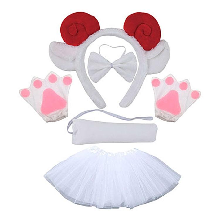 Kids Animal Costume Sheep Ears Headbands Bowtie,Tail,Tutus Glove 1/3/4/5pcs