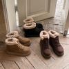 Retro Short Boots Women's Thick-soled Cute Big-headed Shoes Winter Velvet Thickened Large Cotton Shoes Warm Snow Boots Non-slip