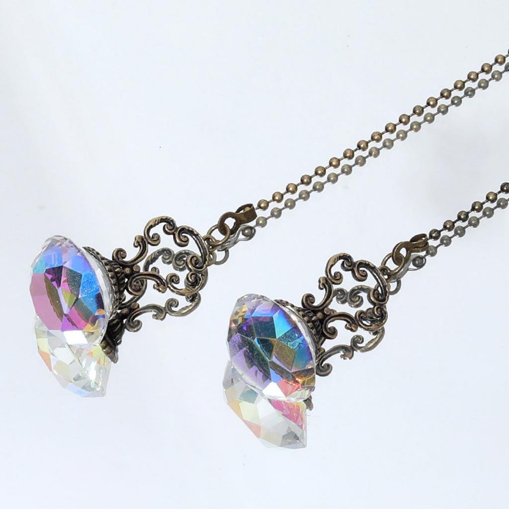 2 SZT. Naszyjnik z zawieszką w kolorze antycznego brązu i kryształu, ozdoba samochodu, przedłużacz łańcuszka wentylatora sufitowego, idealny na wesela i przyjęcia