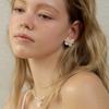 Pearl Beads Ribbon Earrings