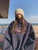 Women's Vintage Round Neck Long Sleeve Sweater Jacket – Plush Casual Autumn/Winter Top