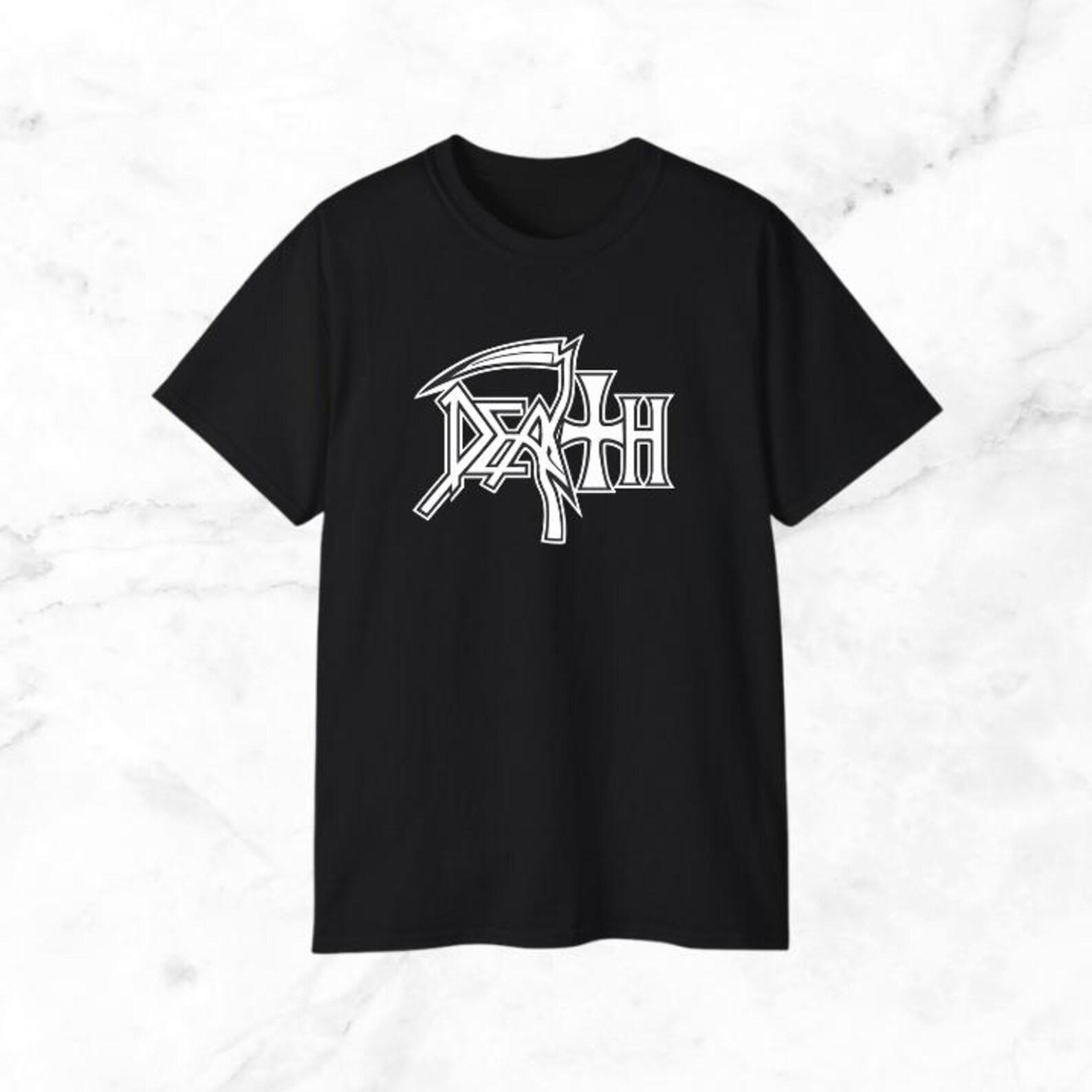 Death T-Shirt White Logo Death Metal | Unisex Cotton Concert Tee S