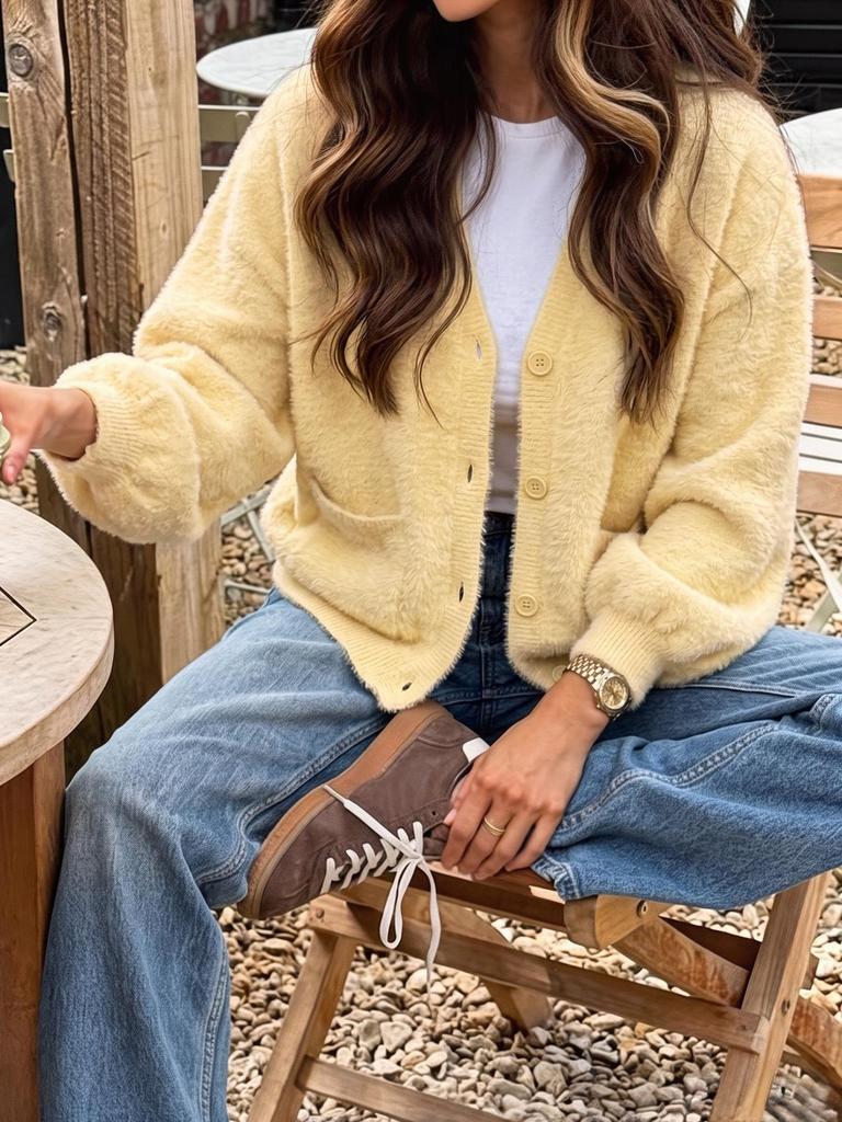 Light Yellow Knit Cardigan Sweater - Fresh & Sweet Autumn 2026