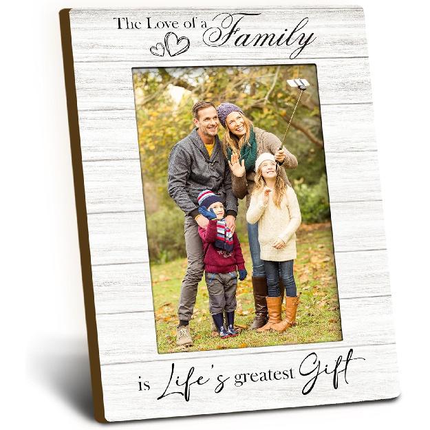 Family 4x6 Picture Frame, Families Gifts for Mom Dad Mothers Fathers Day Wooden Picture Frame, The Love of a Family is Life s Greatest Gift greatest