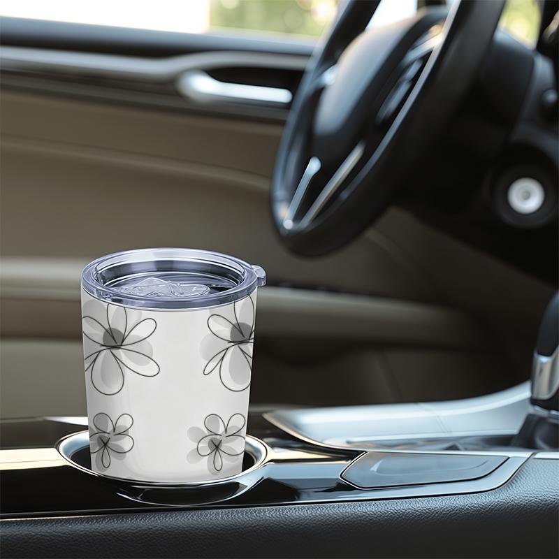 Car Tumbler 591ml Neutral Floral Element Straw Cup 20oz Car Straw Cup Insulated Travel Cup Leakproof Tumbler Stainless Steel Tumbler