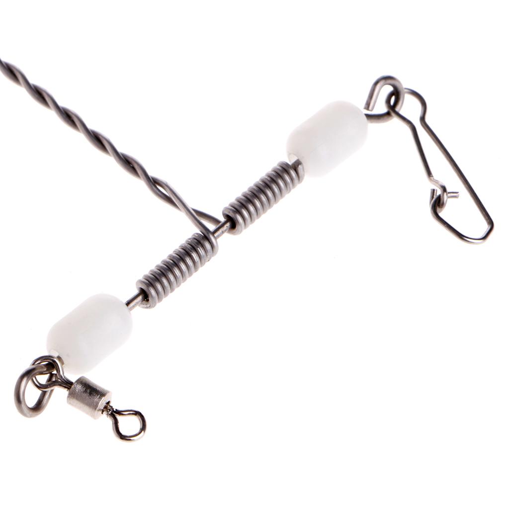 Fishing Wire Arm with Swivel Snap for T Shaped Stainless Steel Luminous Beads Rig Tackle for Outdoor Traveling Go Fishin