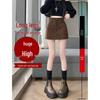 Coffee Suede A-Line High Waist Thickened Short Skirt - Plus Size Women's Hip-Hugging Slim Fit for Spring and Autumn