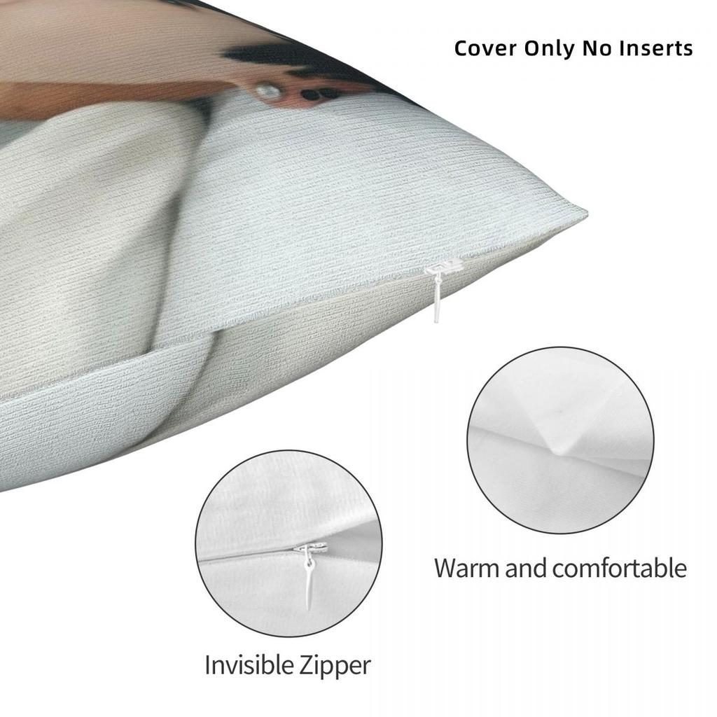 Jungkook Square Pillowcase Polyester Linen Velvet Pattern Zip Decorative Sofa Seater Cushion Cover