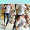 Chic Women Short Sleeve Off Shoulder Lace Splice Blouse With Classic Design