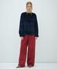 Obeodyupeulleeo Glow Loose Fit Velvet T-Shirt_Navy