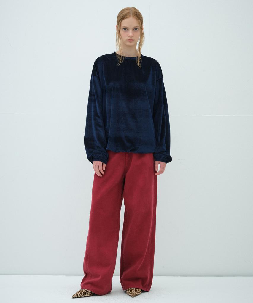 Obeodyupeulleeo Glow Loose Fit Velvet T-Shirt_Navy
