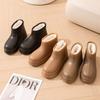 Fleece snow boots waterproof rain boots non-slip warm student Korean version boots EVA integrated shoes kitchen rain boots jacket