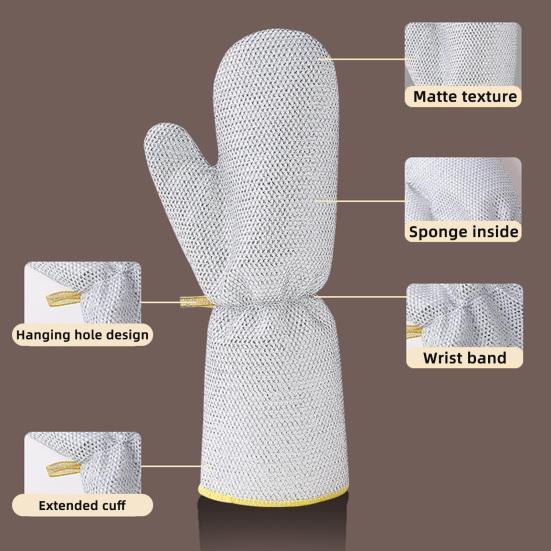 2/5 ks Drátěné mycí rukavice Opakovaně použitelné Kuchyňské Síťované rukavice na mytí nádobí s rybí šupinou Šetrné k hrncům Čisticí rukavice Multifunkční čisticí nástroje