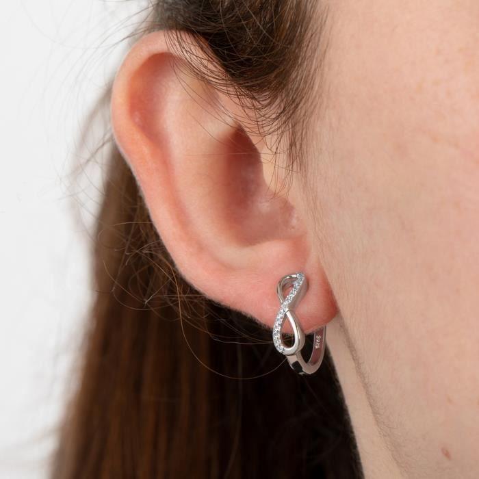 Boucles d'Oreilles - Lotus - Argent Infini - Oxyde De Zirconium - Dormeuse - 925/1000