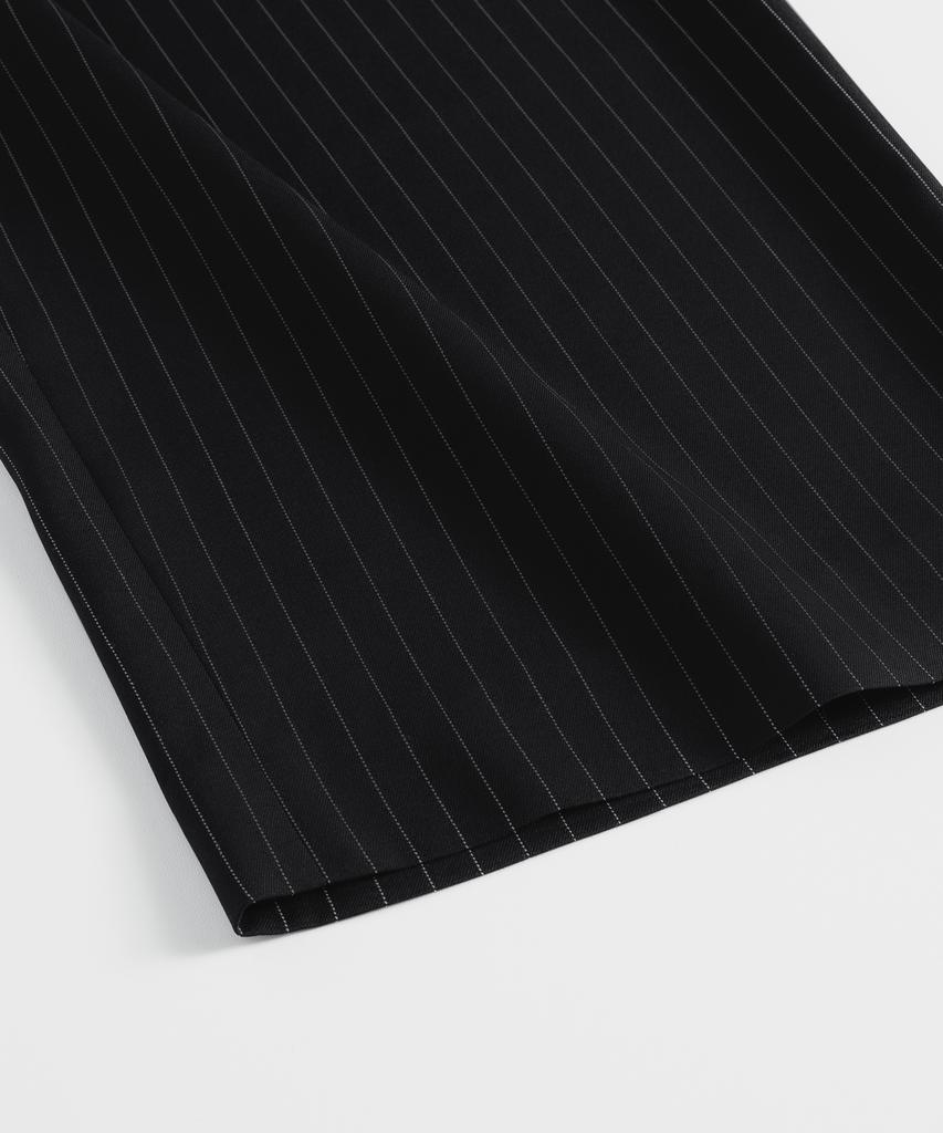 BRENSON Fluid Stripe Single-Pleat Slacks (Black)