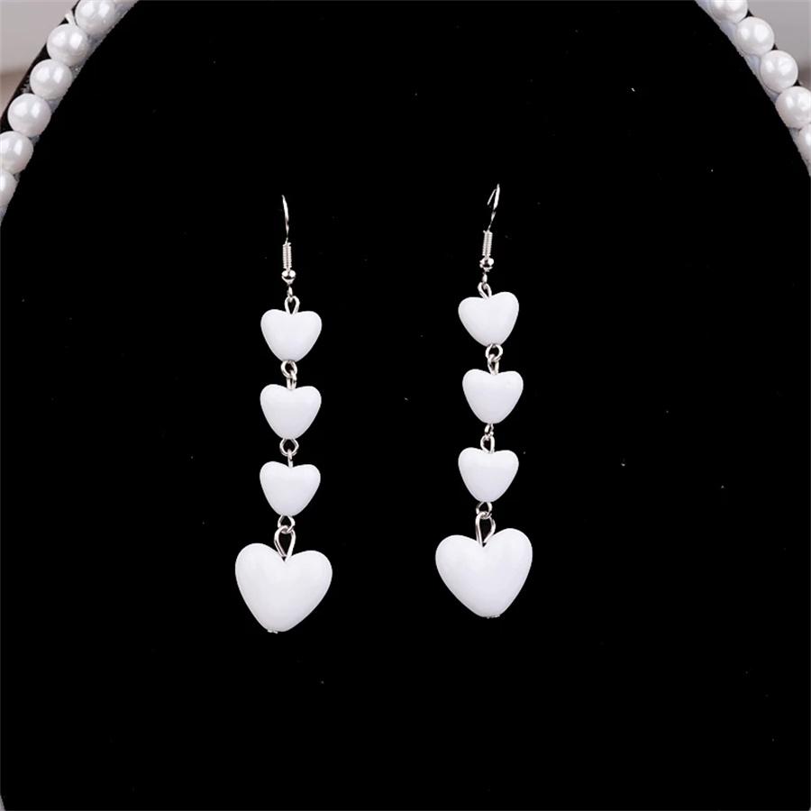 Sweet Girl Multilayer Red  Peach Heart Earrings for Women Cute Temperament Trendy Earrings Acrylic Earrings Fashion Jewelry Gift Party