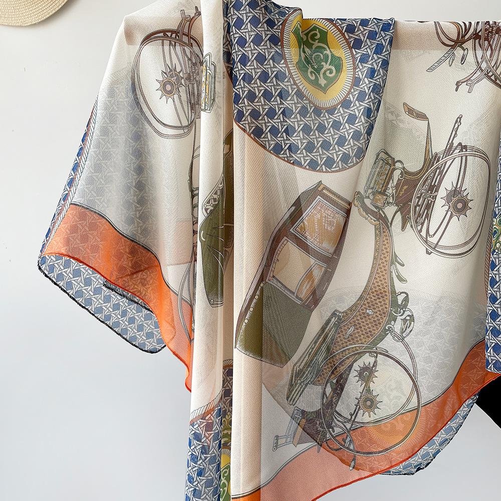 Koreanischer Modestil Großer quadratischer Schal für Damen Professioneller dekorativer Schal Mehrzweck-Schal mit Frühlings- und Sommer-Sonnenschutzschal