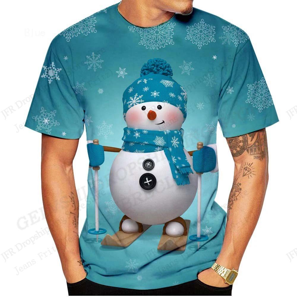 Men's Christmas Funny Santa Claus 3D Printed T-Shirt, Men's Fashion Hip-Hop Casual Short-Sleeve Top