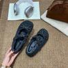 2025 Autumn and Winter New Round Head Bow Velvet Thick-soled Warm Women's Cotton Shoes Fashion Women's Single Shoes