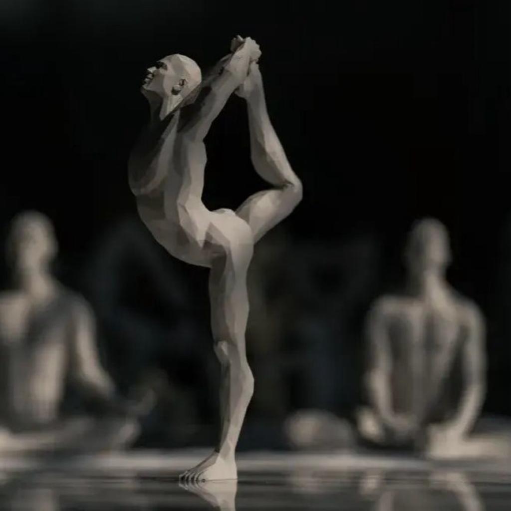 3D Yoga Pose Figurine – Male Plastic Desktop Ornament for Home & Office Decor