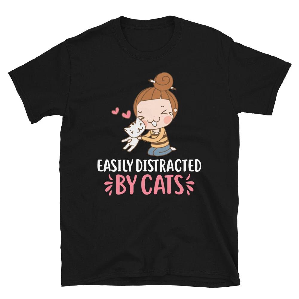 Distracted By Cats Cute Cat Funny Animal Kitty Cats T-Shirt 2XL