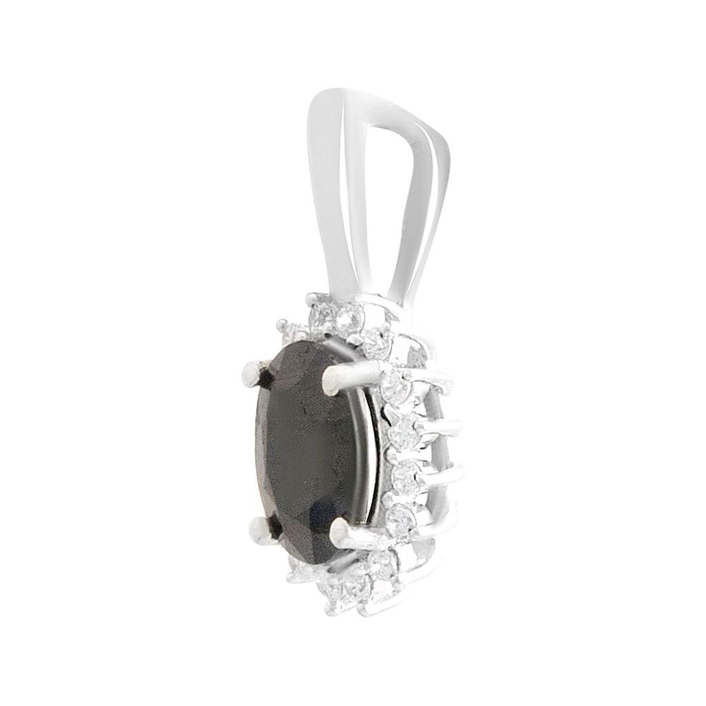 Серебряная подвеска с сапфиром 1.151ct, фианитами (2181026)