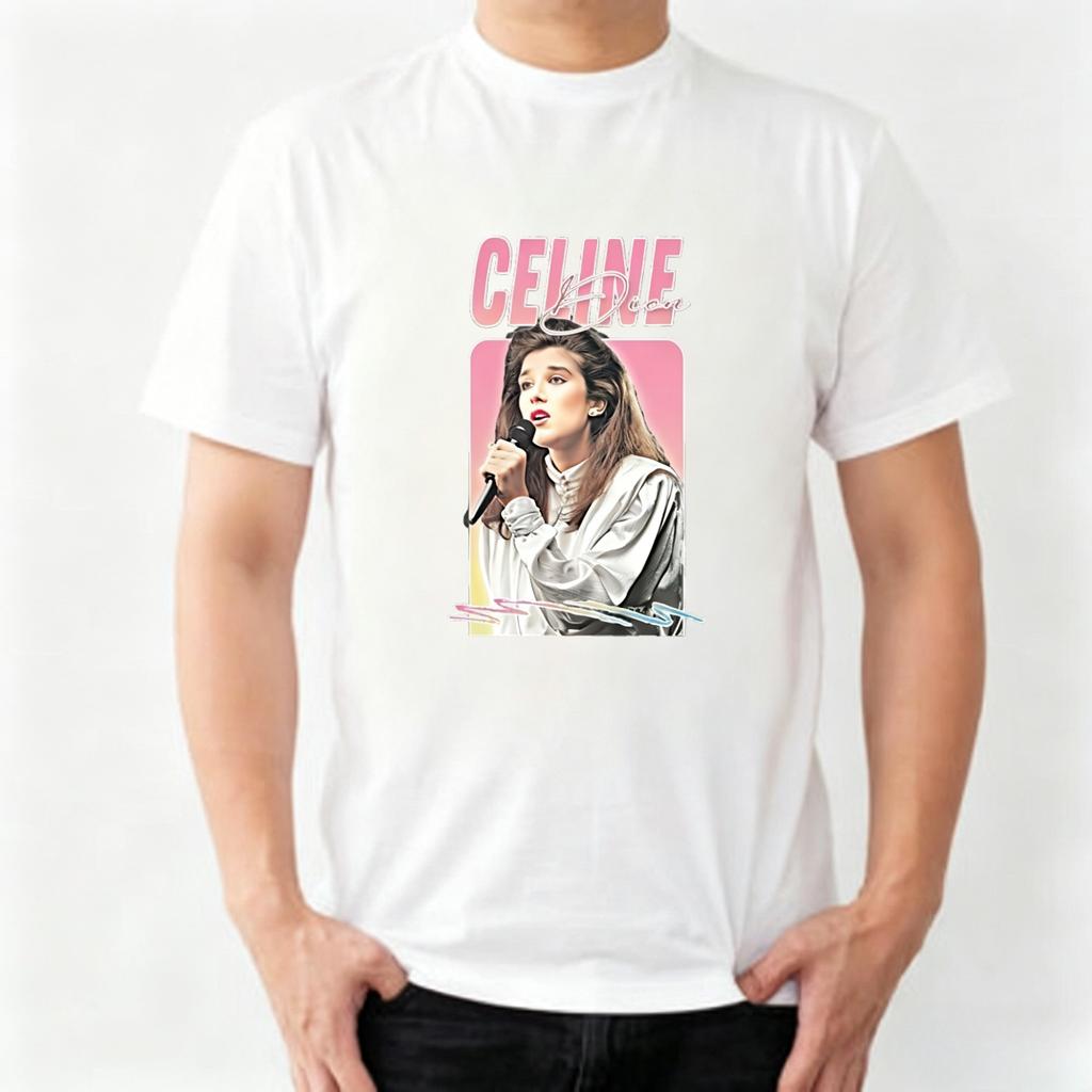 Celine Dion Porträt Grafik Baumwoll T-Shirt 2026 Sommer Neu Y2k Mode Unisex Kleidung Damen Vintage Musik Gedenk T-Shirt