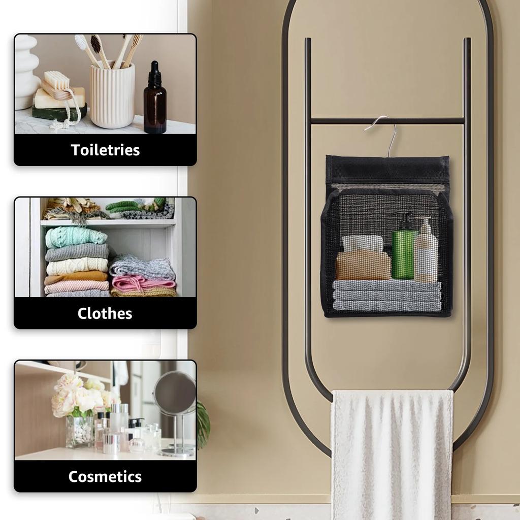 Hanging Toiletry Bag PVC Mesh Hanging Bag Portable Quick Drying Shower Storage Bag Wall mounted Cosmetics Toiletries Organizer