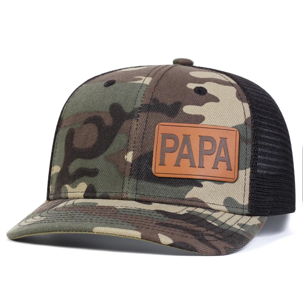 Unisex Brown PAPA Leather Label Baseball Net Caps Spring Summer Outdoor Adjustable Casual Hats Dad Hat Sunscreen Hat
