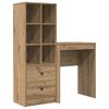 Schreibtisch mit Schubladen und Regal 2 Stück Handwerker-Eiche