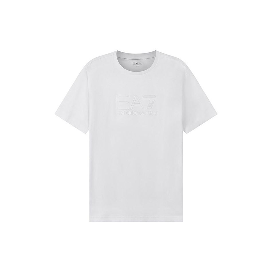 Emporio Armani EA7 SS22 Logo Print Crew Neck T-Shirt Men tops White 3LPT81-PJM9Z-1100 M