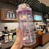 2000ml Bottle Water Bottle Large Capacity Portable Straw Sports Water Bottle 2WAY with Straw Water Level Scale BPA Free Plastic Water Bottle for