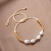 Artificial Pearl Beaded Bracelet With Geometric Oval Design For Womens Fashion Accessory