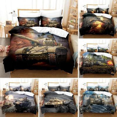 Bettbezug-Set mit Panzer-Motiv, Kingsize, Bettwäsche-Set mit Kriegsmotiv, Dirtbike-Bettbezug für Kinder, Jungen und Männer, bequemer Mikrofaser-Bettbezug