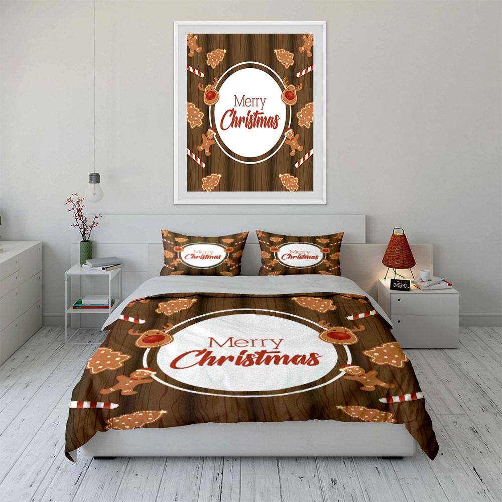 Christmas Flower Pattern Bedding Set Duvet Cover Set Quilt Cover Pillowcases (1* Duvet Cover, 2* Pillowcases, Filling Not Included)