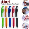 4 In 1 Multi-function Foldable Ballpoint Pens With LED Light Folding Stand For Mobile Phone Holder Night Reading Stationery Pen