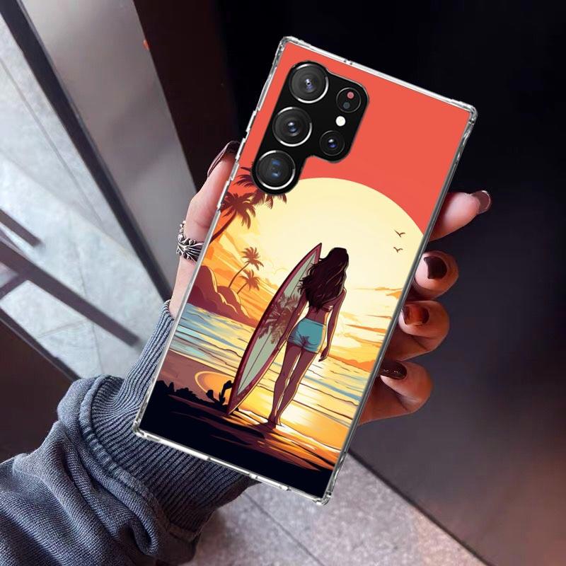 Surf Board Aesthetic Phone Case For Samsung Galaxy S26 S25 Edge S24 S23 Ultra S22 Plus S21 S20 FE Soft TPU Back Cover Funda Gala