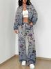 Black Retro Style Explosion Autumn and Winter New European and American Women's Clothing Flower Printing Suit Women