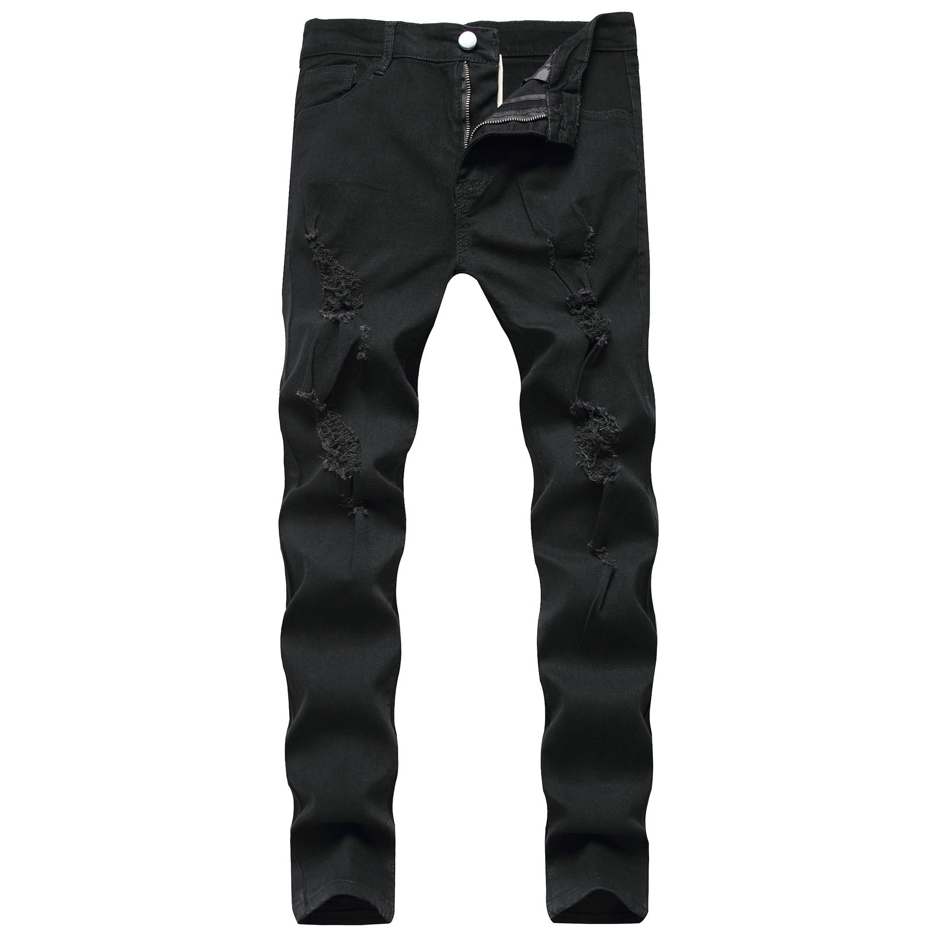 

Men s Casual Ripped Skinny Jeans S чорний