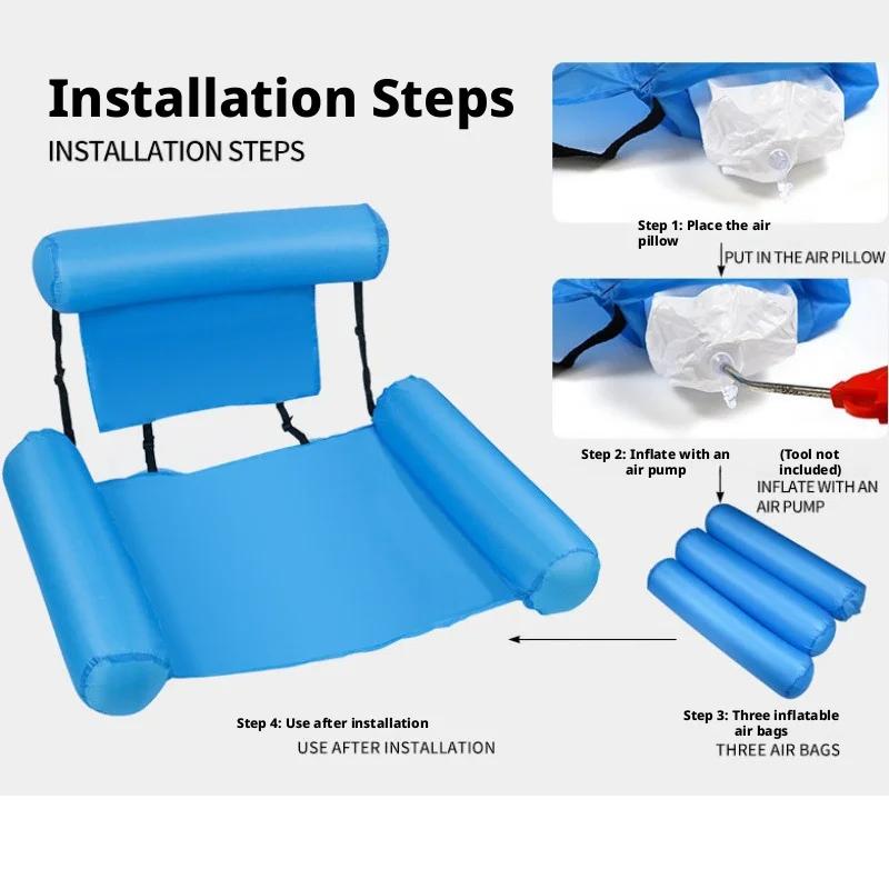 1PC Foldable Inflatable Water Mattress Swimming Pool Float Hammock Lounge Chair Beach Water Sports Accessory