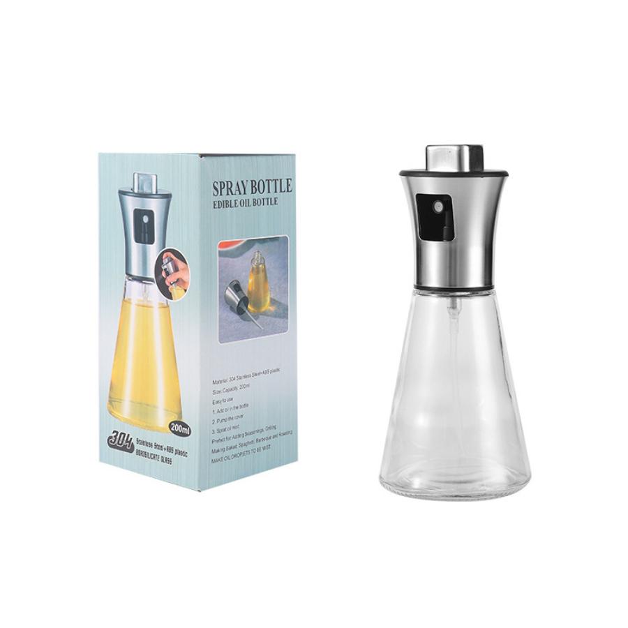 304 Stainless Steel Oil Spray Bottle Household Kitchen Press Type Spray Oil Kettle Barbecue Artifact Oil Spray Bottle Glass Bottle