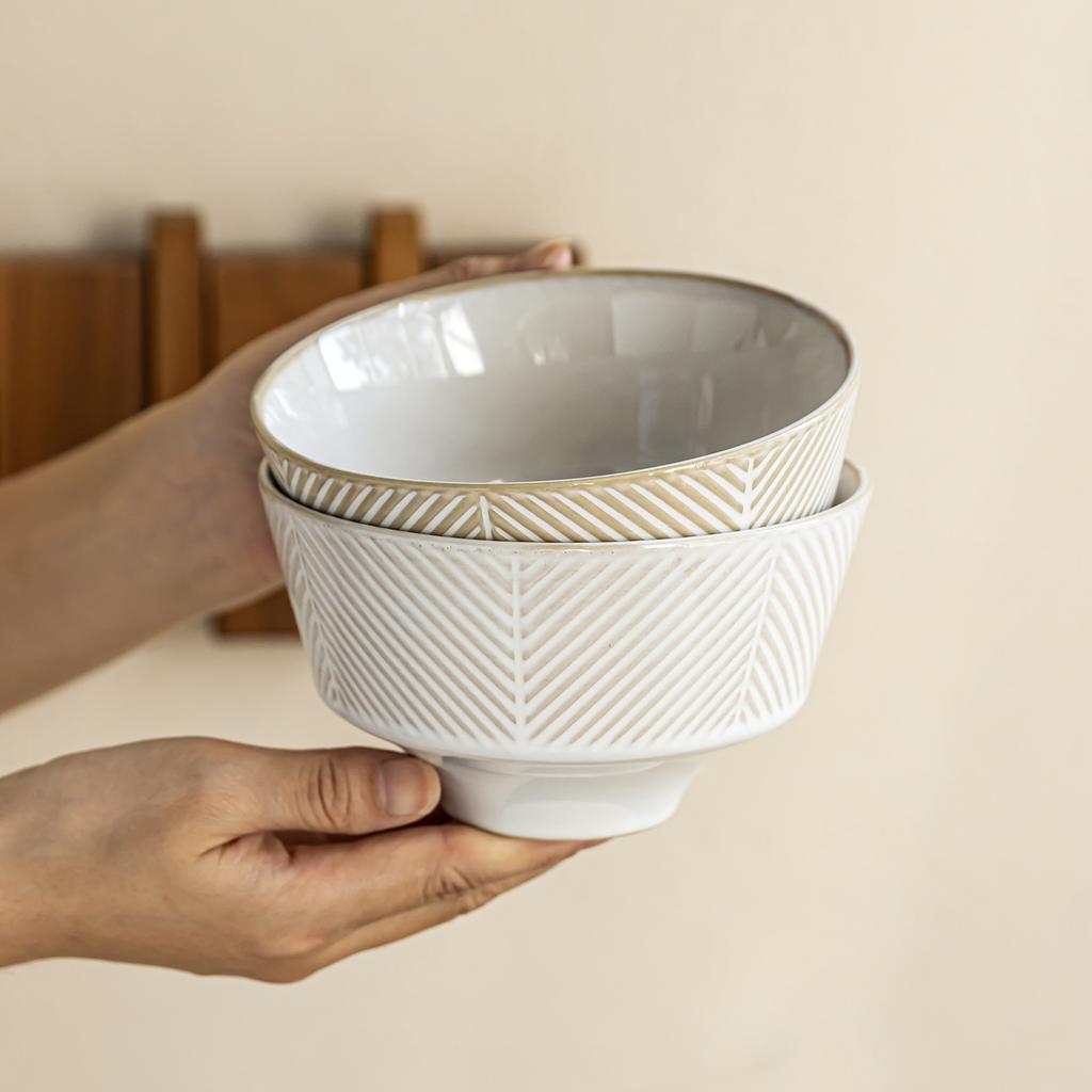 Japanese Rice Bowl Phnom Penh Line Bowl Simple Household Ceramic Bowl Bowl Tall Bowl Round Salad Bowl Tableware