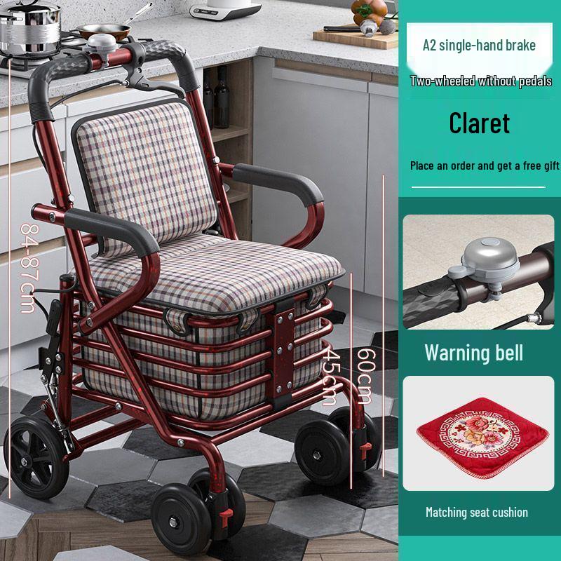 Leide Zhu Foldable Mobility Handcart: Sit & Push Shopping Trolley for Elderly