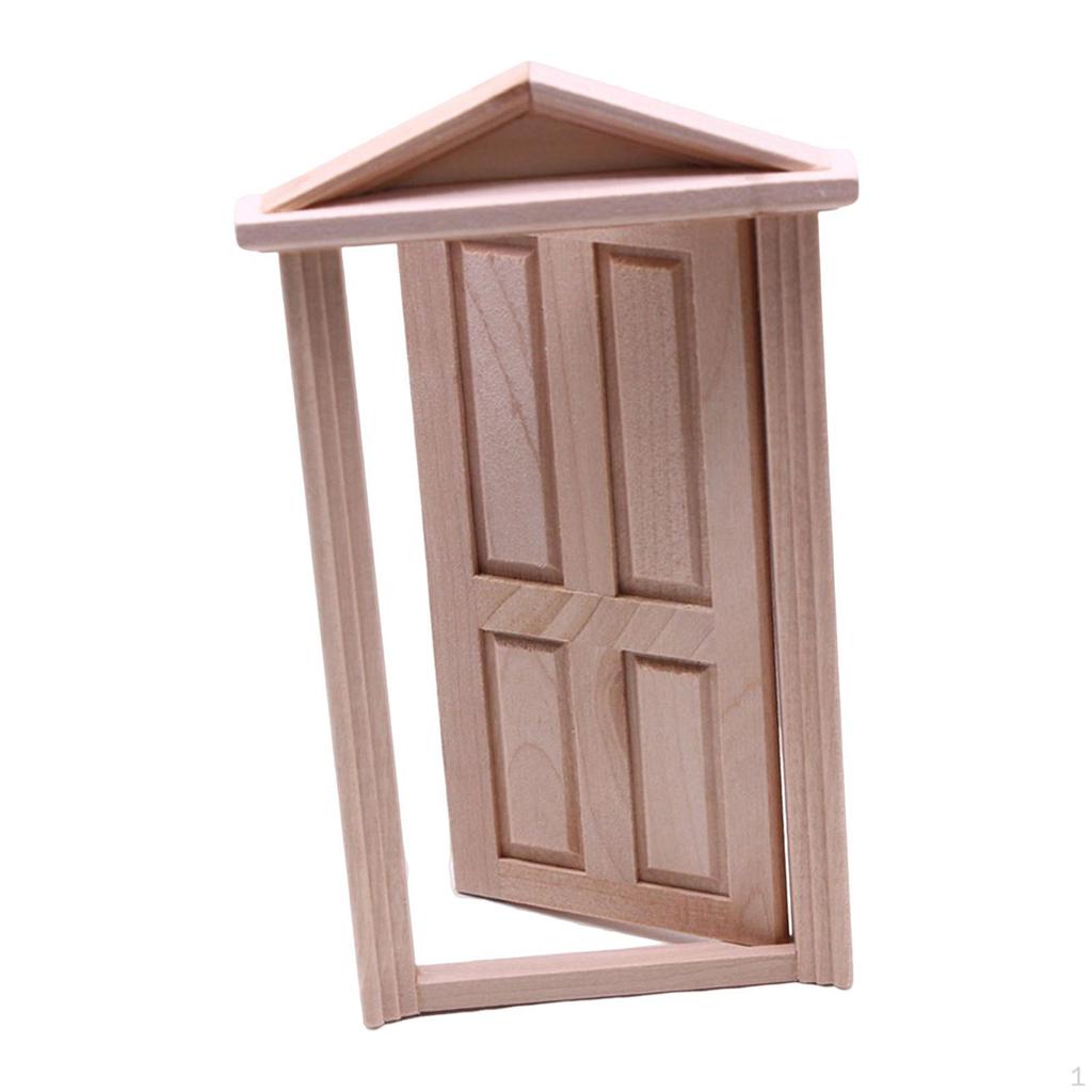 Delicate Dollhouse Wood Door Miniature Furniture Toys Props Pretend Playset House Decor Toy Blank