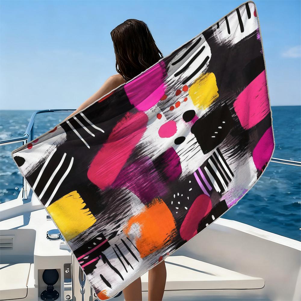 Retro Swirl VerseBeach Towel Ultra-fine Fiber Quick Drying Absorbent Beach Swimming Vacationvacation Essentials Gifts