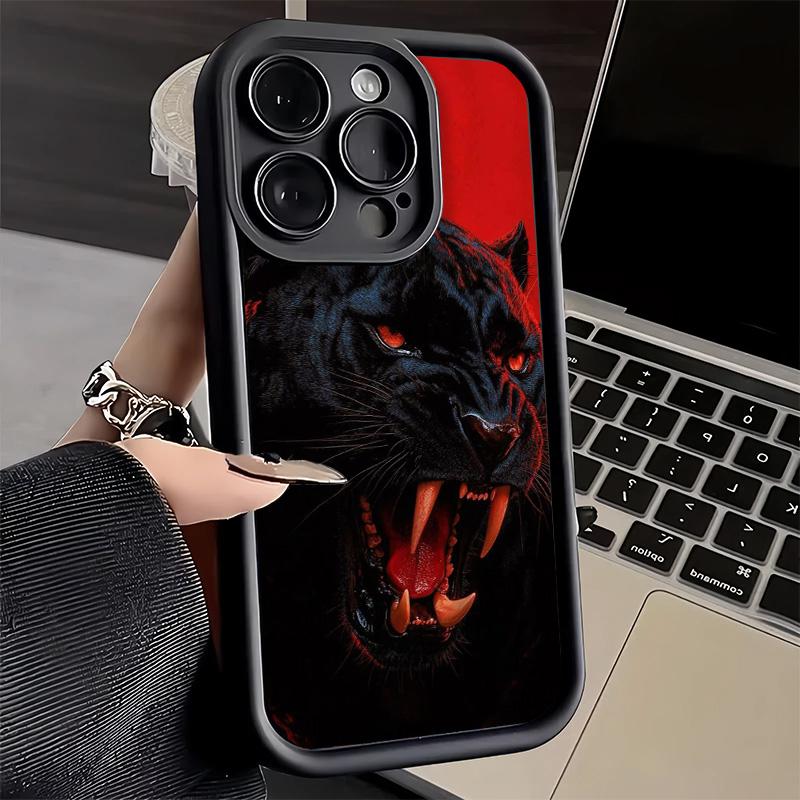 Phone Case for iPhone 17 Air 16E 15 16 Pro Max Black Panther Cool Animal Cover 14 Plus 13 12 Mini Soft Shell Silicone Fundas
