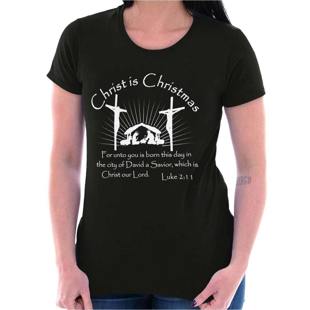 Jesus Christ Is Christmas Christian Holiday Womens Top Junior Graphic Tee XS