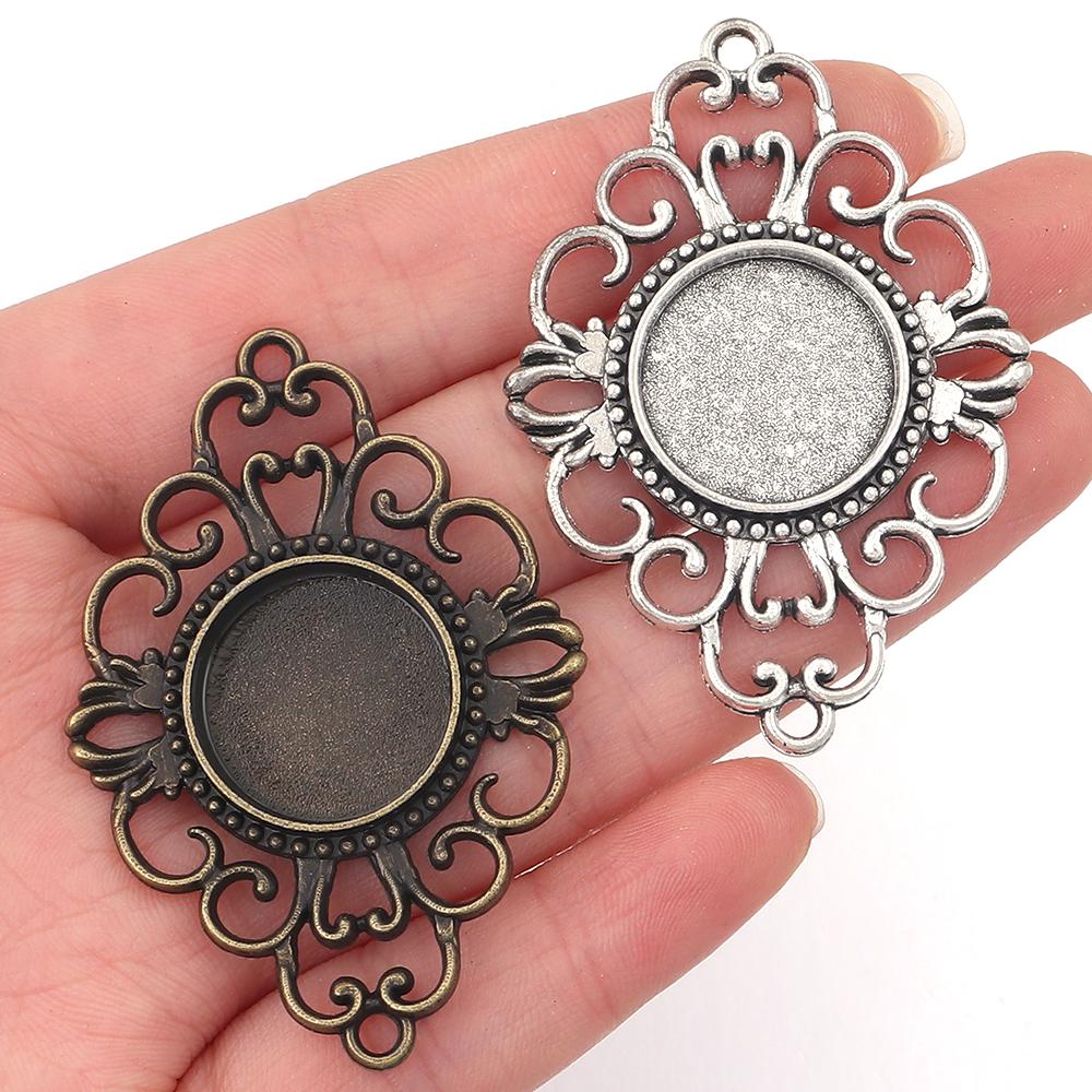 5-10pcs/lot Vintage Necklace Pendant Setting Cabochon Base Tray Bezel Blank For Pendants Cabochons Jewelry Making Accessories
