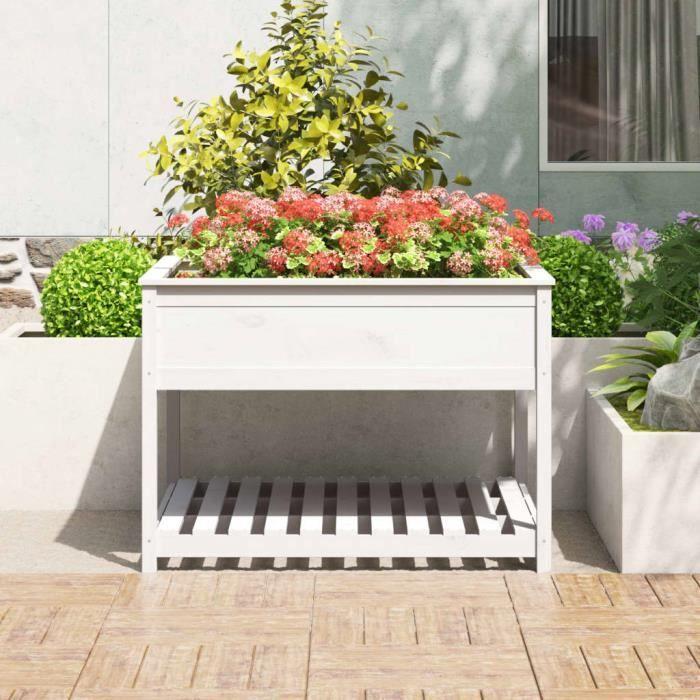 VidaXL Jardinière et étagère Blanc 111,5x111,5x81cm Bois massif de pin 823802